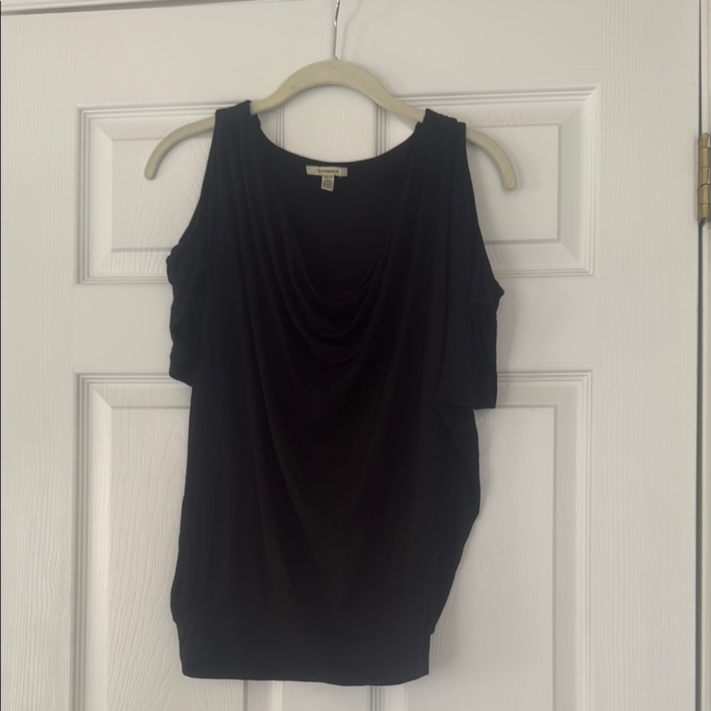 Bordeaux Black Asymmetrical Cut Out Tank Top